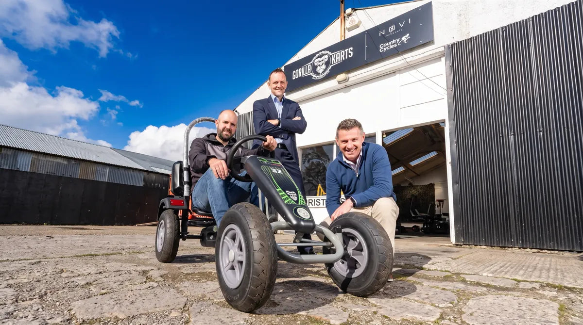 The Gorilla Karts shopfront in Cookstown, with a pedal go-kart outside