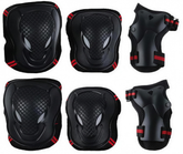 Six-piece safety pad set in red: knee, elbow and wrist pads