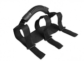 Universal e-scooter carry handle with its padded grip and straps