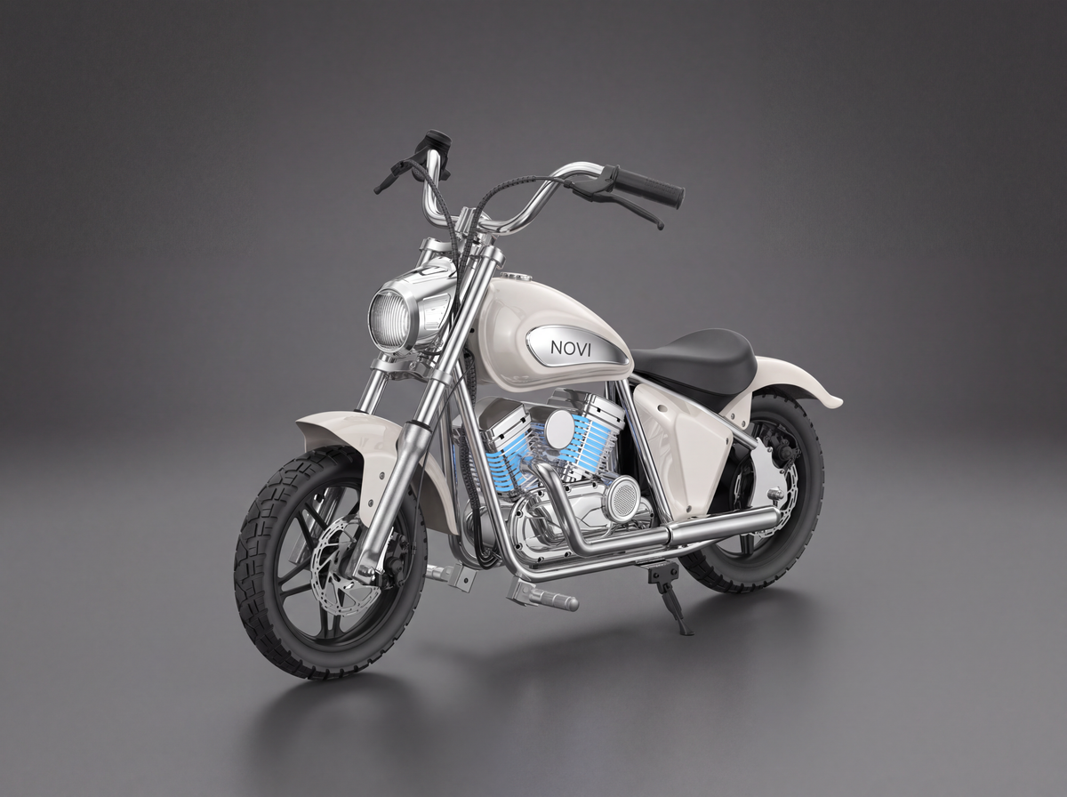 M5 Novi Kids Electric Ride-On Bike | 8yrs+ | 15mph, 3 Speed Modes in Cream