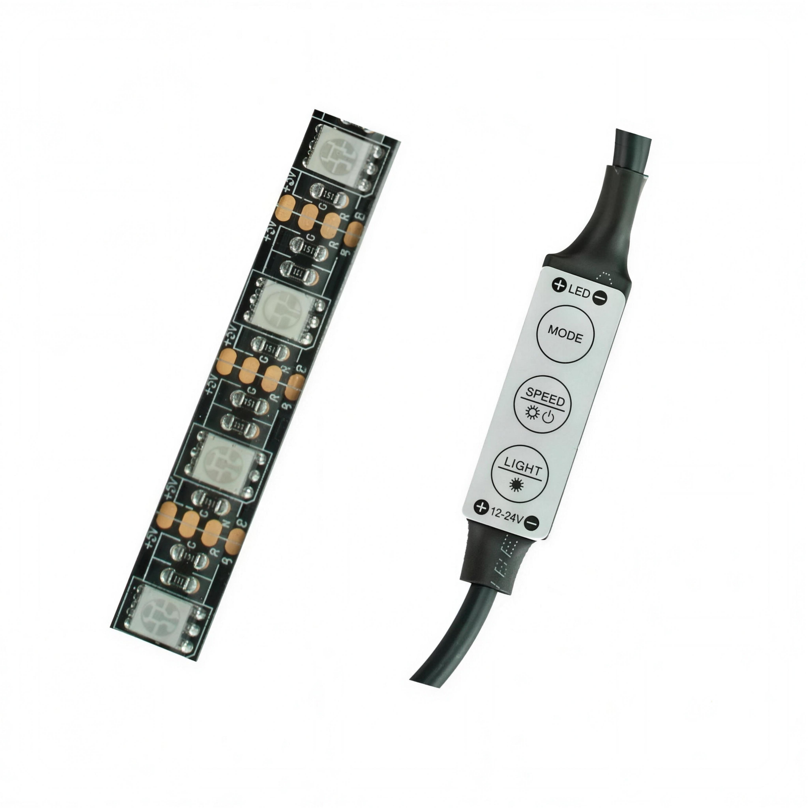 The LED strip light with its inline controller