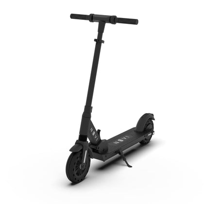 Novi X1 kids electric scooter in black, three-quarter studio view