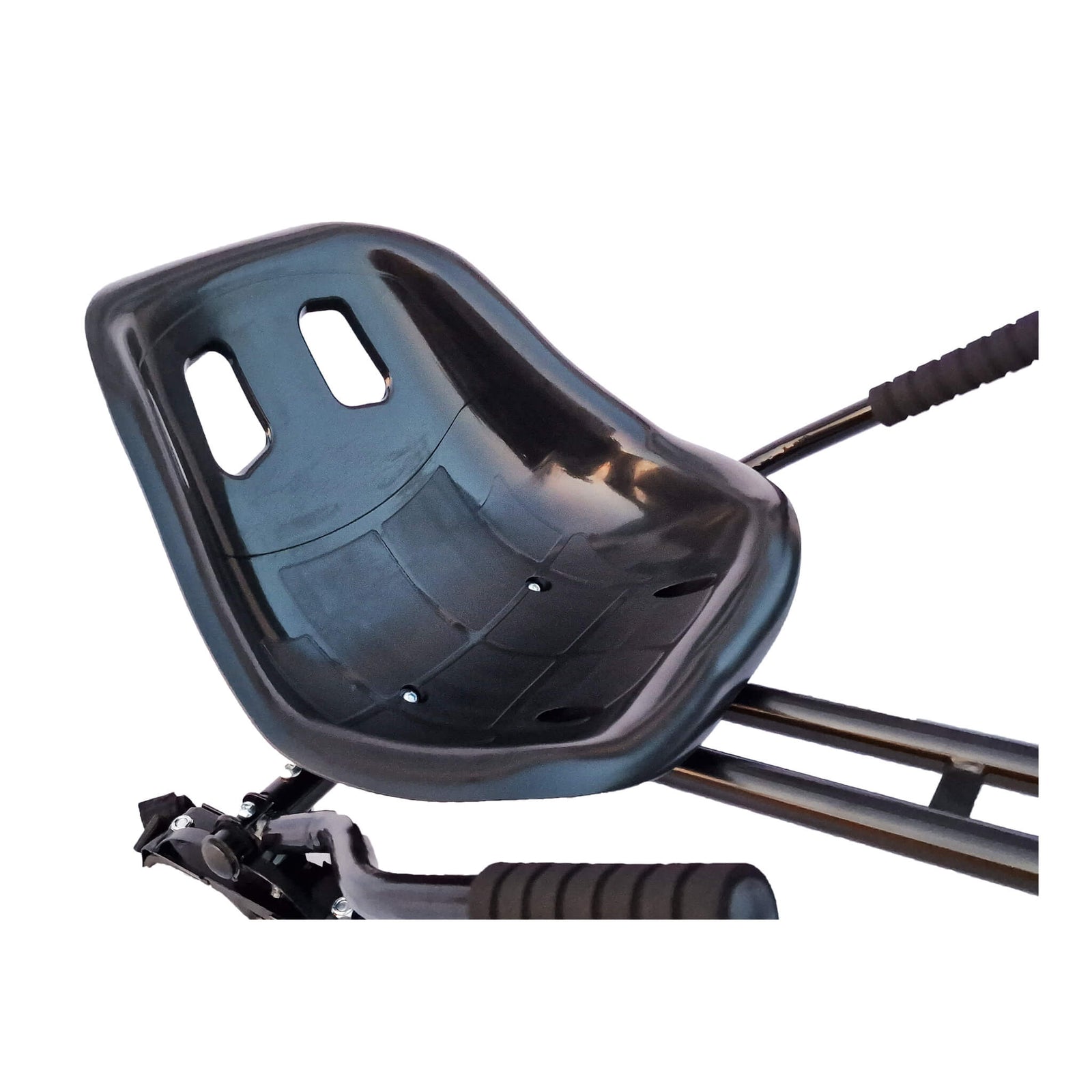 Close-up of the hoverkart's moulded bucket seat