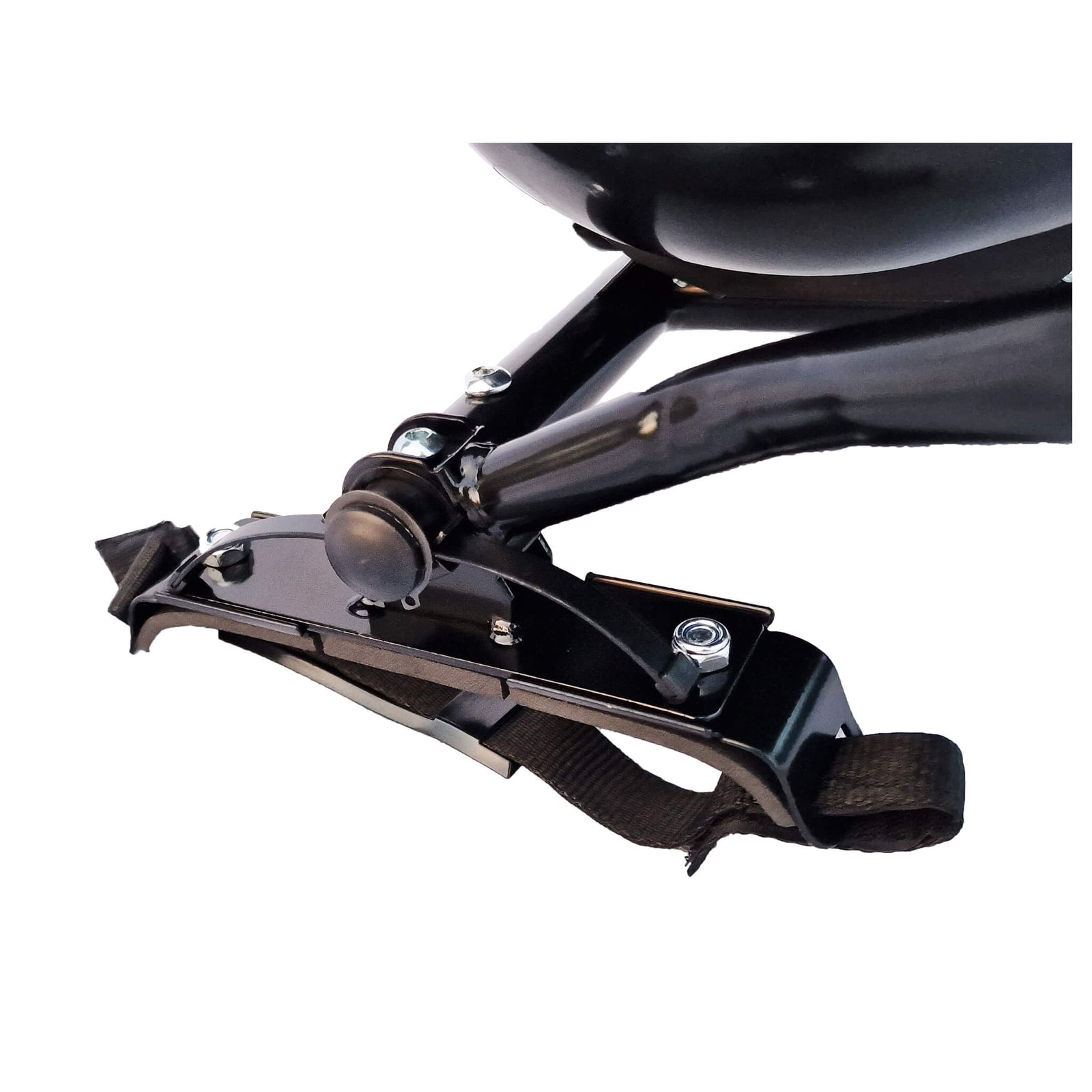Close-up of the clamps that grip the hoverboard footplates